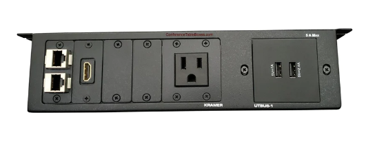 Lew Electric UTBUS-1-4 Under Table Edge Mount Box, 1 Power, 2 Data, 1 HDMI, 2 USB Charging, Black