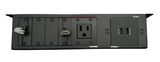 Lew Electric UTBUS-1-7 Under Table Edge Mount Box, 1 Power, 2 Charging USB, Retractable HDMI & Cat6