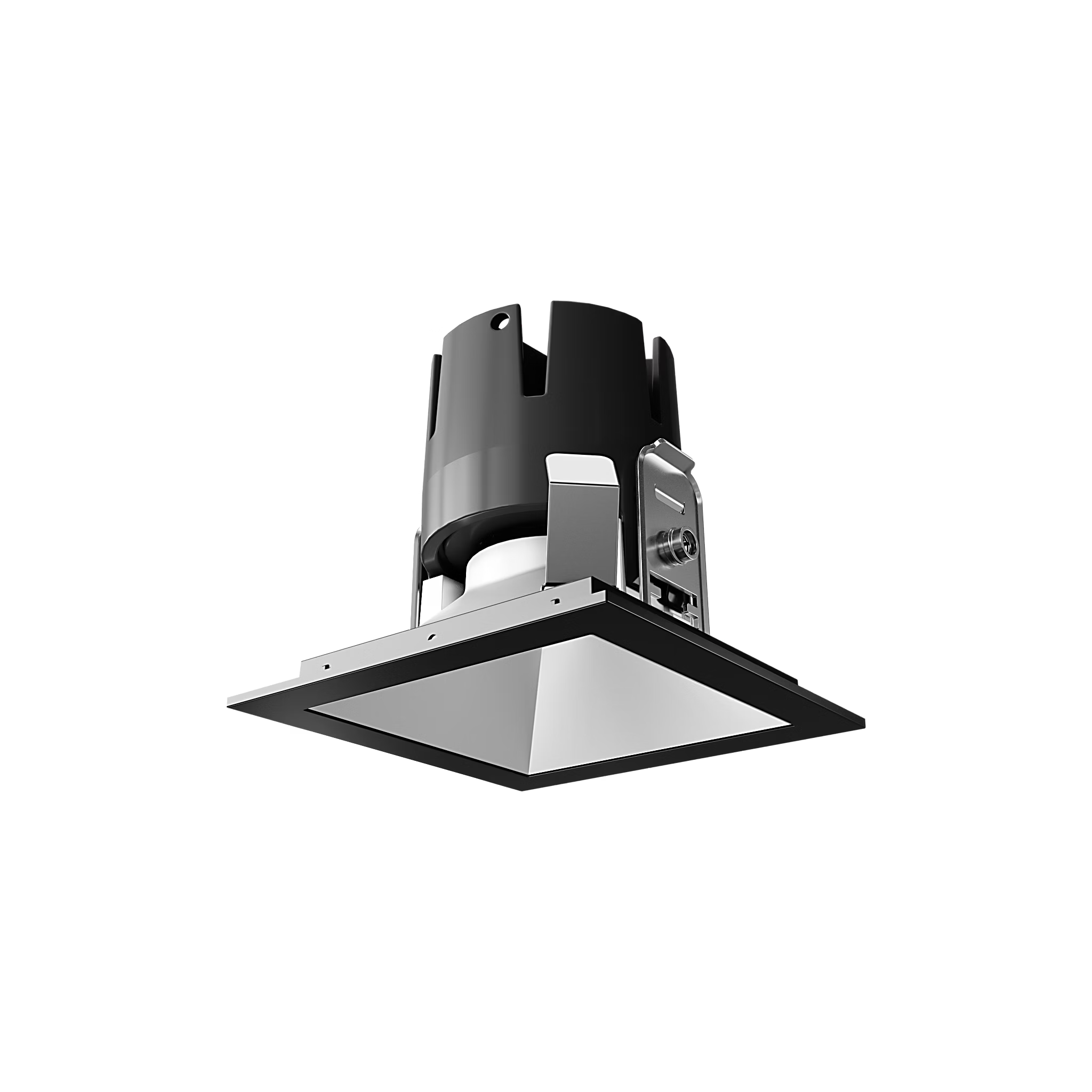 Visual Comfort Architectural ENCL3SRF-L12WD31WI-S-B Modern Entra CL 3" Square Remodel Flanged Light - CCT: 3000K-1800K - 12W - Reflector Finish: Satin Nickel - Trim Finish: Black