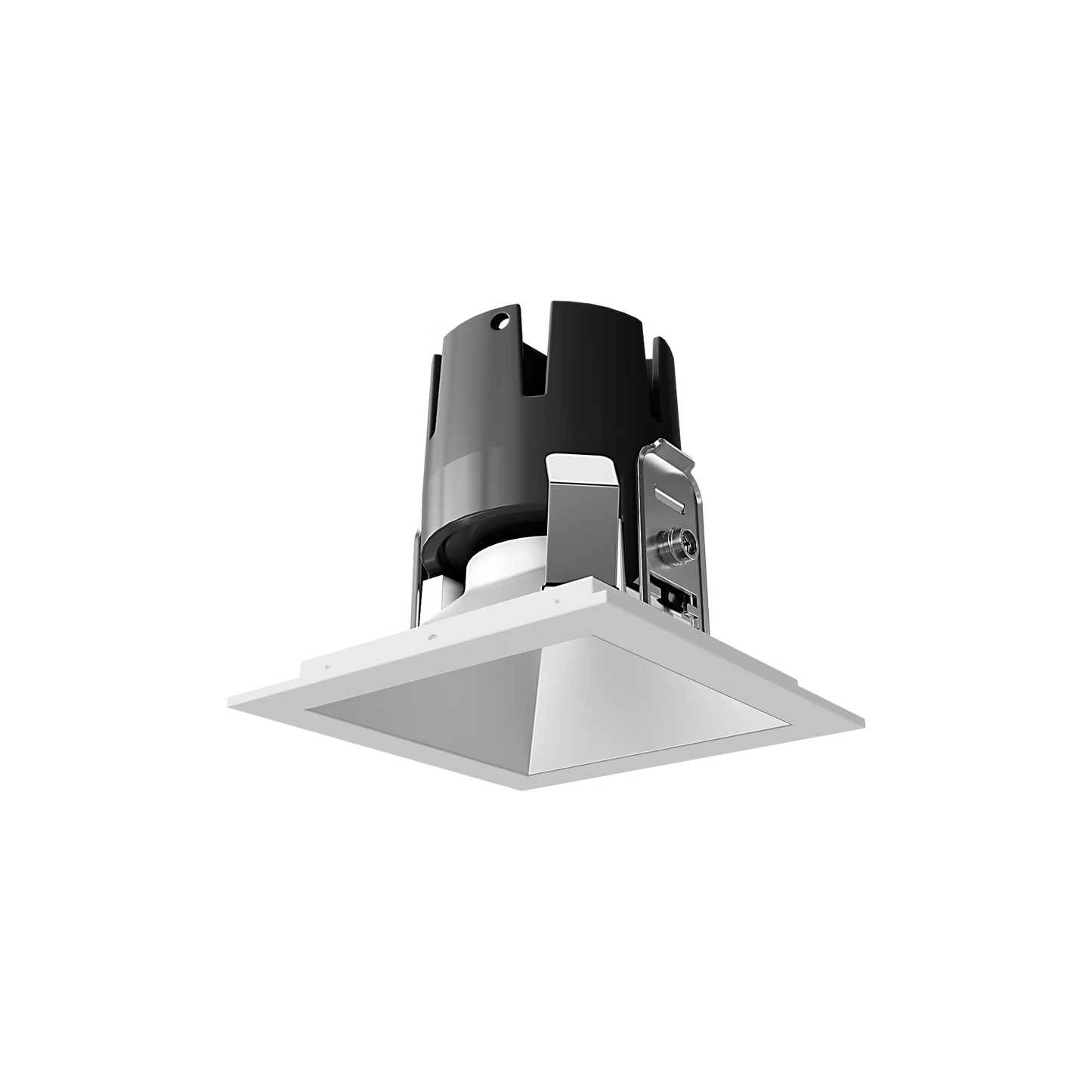 Visual Comfort Architectural ENCL3SRF-L12WD31WI-S-W Modern Entra CL 3" Square Remodel Flanged Light - CCT: 3000K-1800K - 12W - Reflector Finish: Satin Nickel - Trim Finish: White