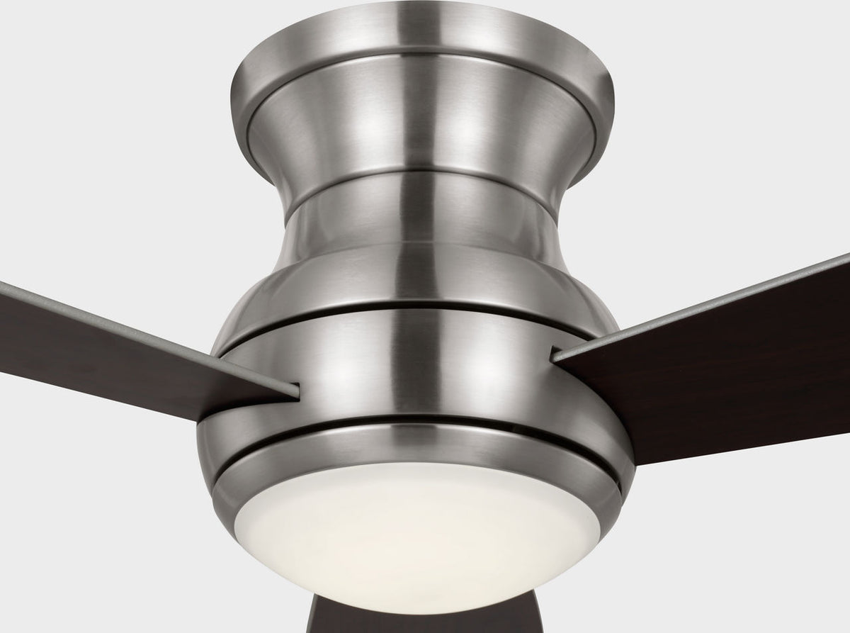 Generation Lighting Orbis 52 Hugger LED ceiling fan in brushed steel