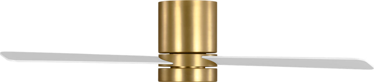 Generation Lighting Era 52 inch Burnished Brass LED ceiling fan with matte white blades
