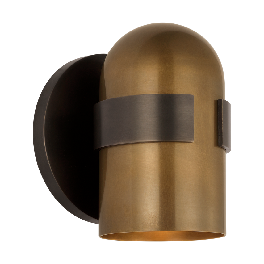 Visual Comfort Architectural AKWS34027BDZ/BWB Octavia Small Sconce - Blackened Bronze and Bright Worn Brass - 7W 2700K - 232 Lumens - CRI 90