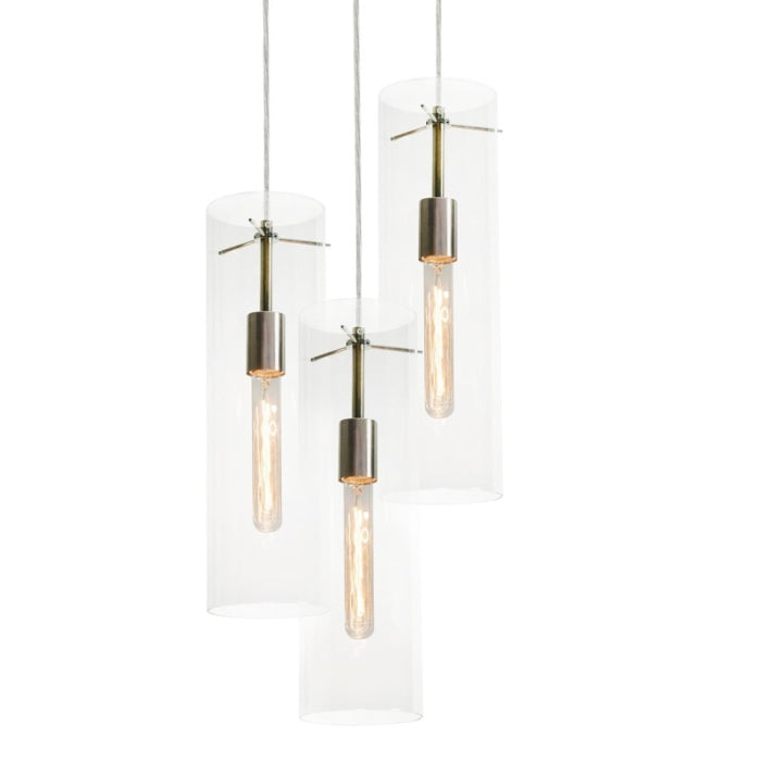 AFX Lighting VIP05MBSNCLRND3 60W LED E26 View Pendant Round 3 Lights, 120V, Clear Finish