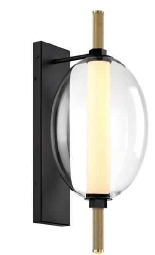 SDQ Lighting VL10001BKGD Orlina 24.25" Modern Matte Black / Brushed Gold LED Wall Sconce Lighting