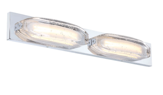 SDQ Lighting VL36002CH Contemporary Chrome LED 2-Light Bathroom Vanity Light Fixture, CCT 3000k