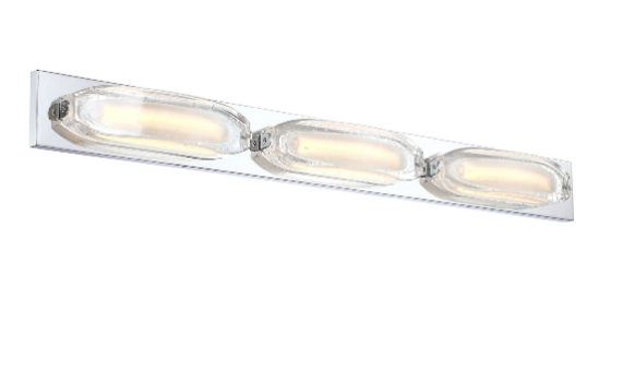 SDQ Lighting VL36003CH Contemporary Chrome LED 3-Light Bathroom Vanity Light Fixture, CCT 3000k