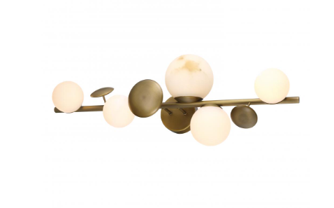 SDQ Lighting VL36705VB 32" Modern Vintage Brass / Alabaster LED Vanity Wall Light