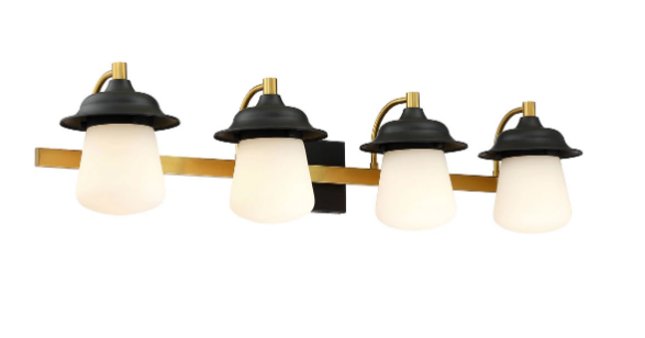 SDQ Lighting VL36904BKWG Contemporary Matte Black / Warm Gold 4-Light Vanity Light Fixture