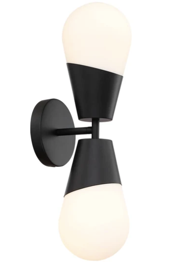 SDQ Lighting VL37002BK Vetro Opalino 4.75" Modern Opal Glass Wall Sconce, Wattage 120W, Matte Black Finish