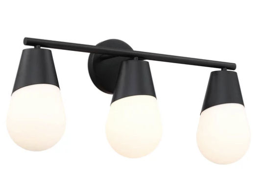 SDQ Lighting VL37003BK Vetro Opalino 23" Modern Opal Glass Wall Sconce, Wattage 180W, Matte Black Finish