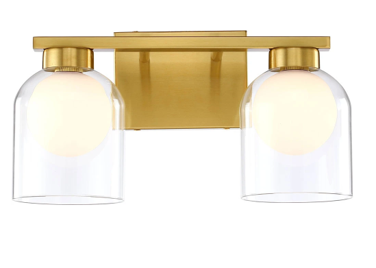 SDQ Lighting VL37102WG Modern Warm Gold 2-Light Lighting For Bathroom