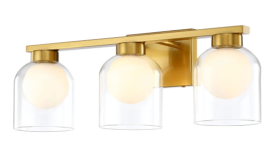 SDQ Lighting VL37103WG Modern Warm Gold 3-Light Lighting For Bathroom