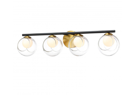 SDQ Lighting VL37204SBBG Contemporary Sand Black / Brushed Gold LED 4-Light Bathroom Light