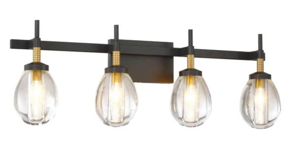SDQ Lighting VL37404UBBG Staunch 32.25" LED Clear Crystal Wall Light, Wattage 100W, Urban Bronze / Brushed Gold Finish