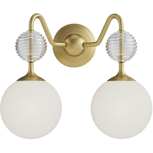 Alora Mood VL415315BGOP Celia 2 Light 15 inch Brushed Gold Bath Vanity Light Wall Light