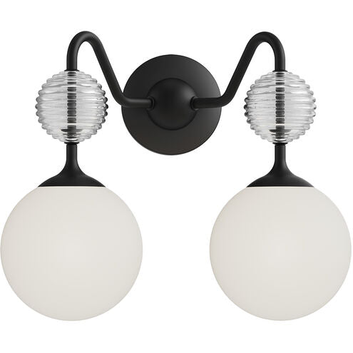 Alora Mood VL415315MBOP Celia 2 Light 15 inch Matte Black Bath Vanity Light Wall Light