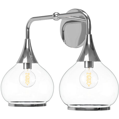 Alora Mood VL524217CHCL Hazel 2 Light 16.63 inch Bath Vanity Light Wall Light Clear Chrome Finish