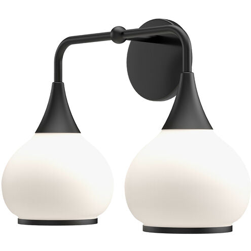 Alora Mood VL524217MBOP Hazel 2 Light 16.63 inch Bath Vanity Wall Light Opal Glass Matte Black Finish