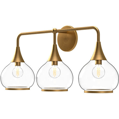Alora Mood VL524326AGCL Hazel 3 Light 26.75 inch Bath Vanity Wall Light Clear Aged Gold Finish