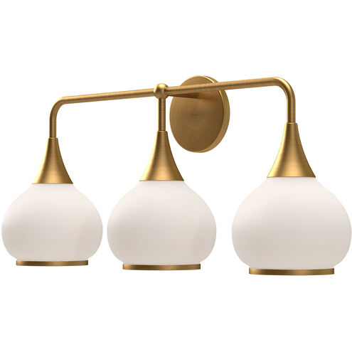 Alora Mood VL524326AGOP Hazel 3 Light 26.75 inch Bath Vanity Wall Light Opal Glass Aged Gold