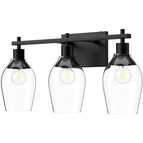 Alora Mood VL538322MBCL Kingsley 3 Light 21.88 inch Bath Vanity Wall Light Matte Black Finish