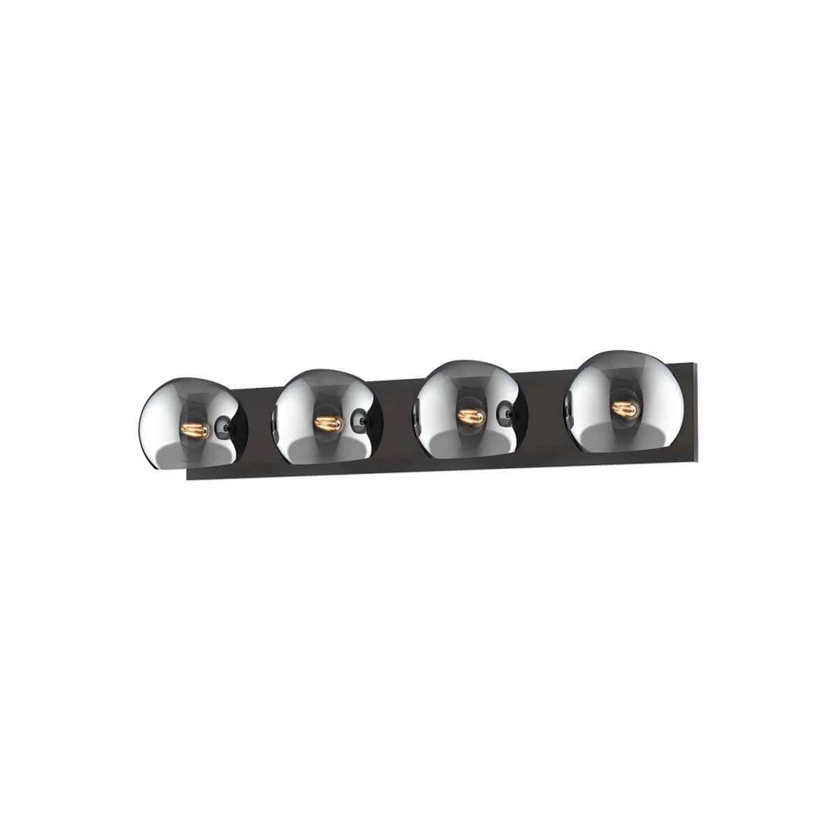 Alora Mood VL548431MBSM 31" Willow 4-Light LED Bath Vanity Light - Matte Black / Smoked Glass