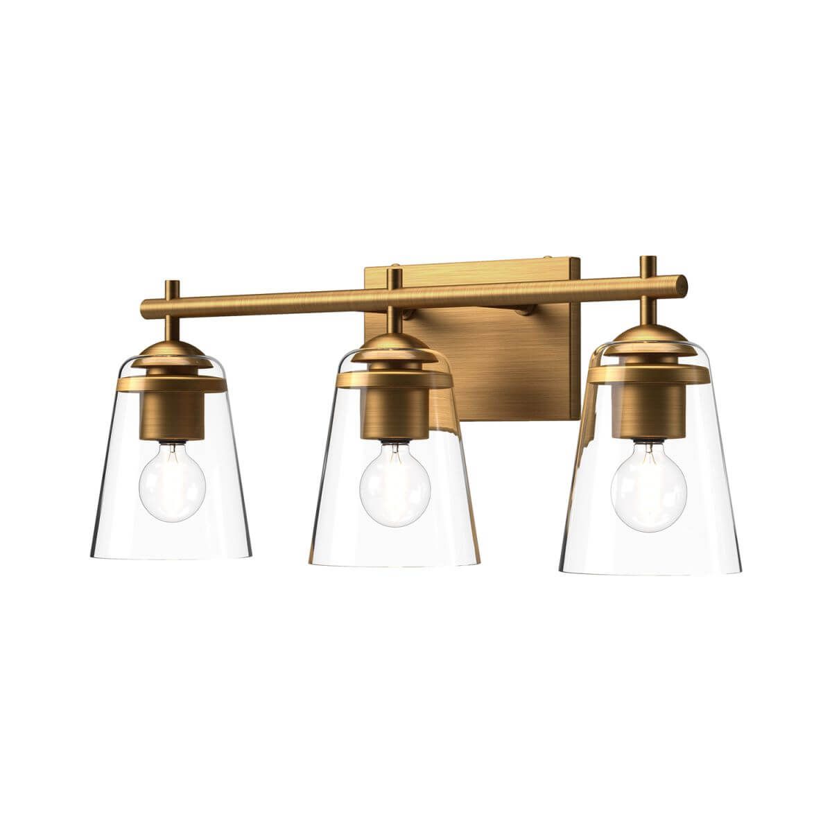 Alora Mood VL638221AGCL 22" Addison 3-Light LED Bath Vanity Light - Aged Gold / Clear Glass