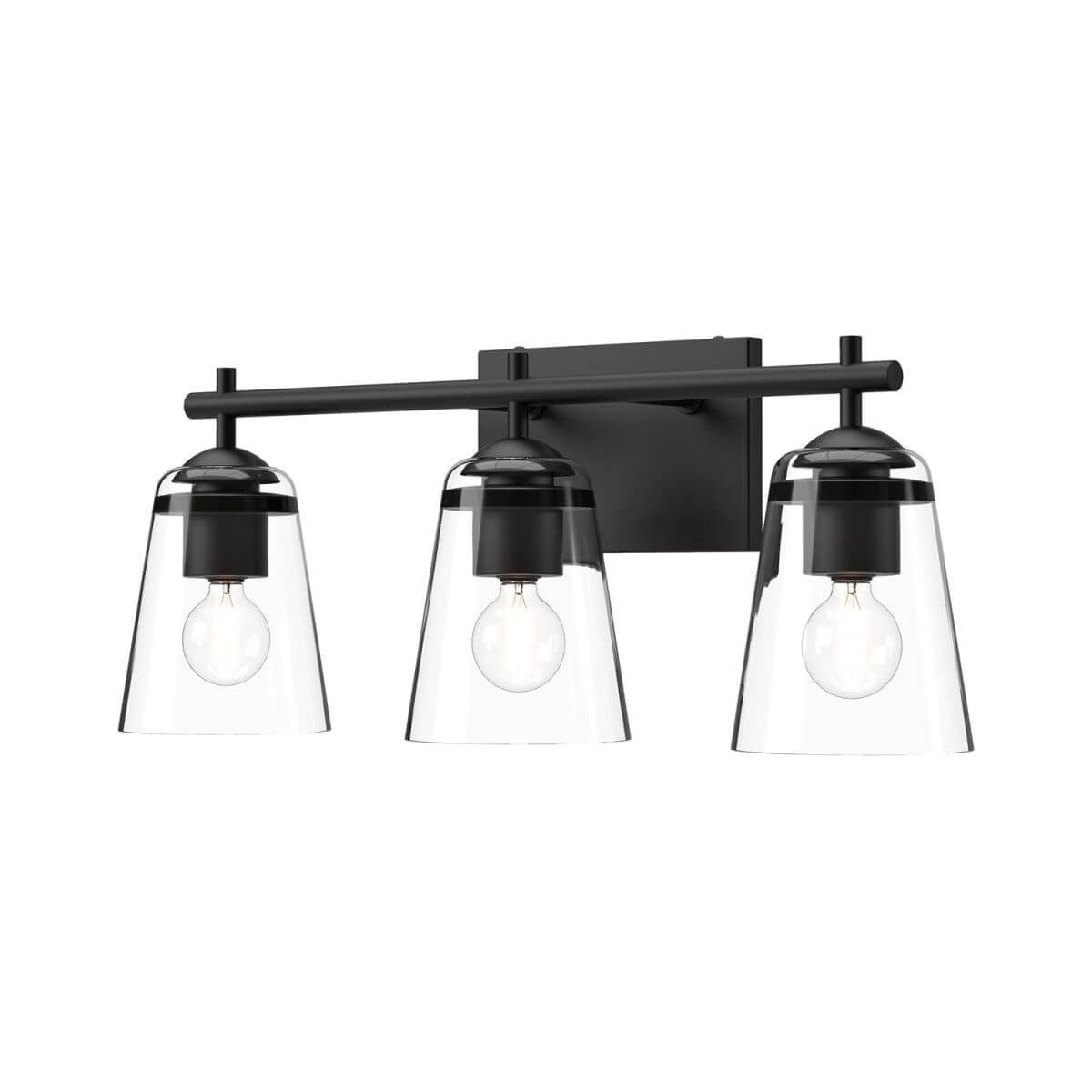Alora Mood VL638221MBCL 22" Addison 3-Light LED Bath Vanity Light - Matte Black / Clear Glass