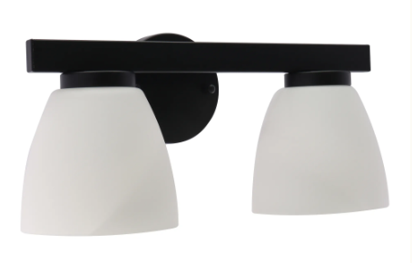 Westgate VLA-E26-2L-BK 2-Lamp Black E26 Lamp-Ready Vanity Light with Decorative Glass Shades, Wattage 60W per socket, Voltage 120VAC / 60Hz, Black Finish