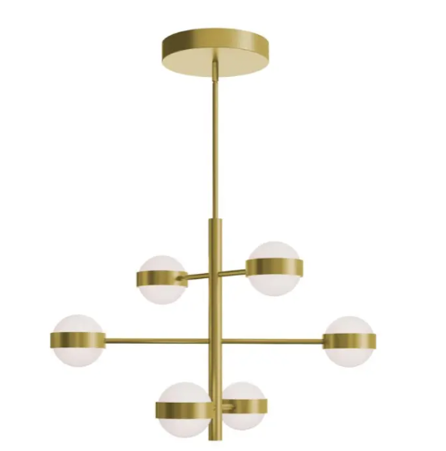 AFX Lighting VRNP3X6LAJUDLB Verona 6-Light LED Pendant, Wattage 60W, Multi-Color Temperature, Voltage 120-277V, Light Antique Brass
