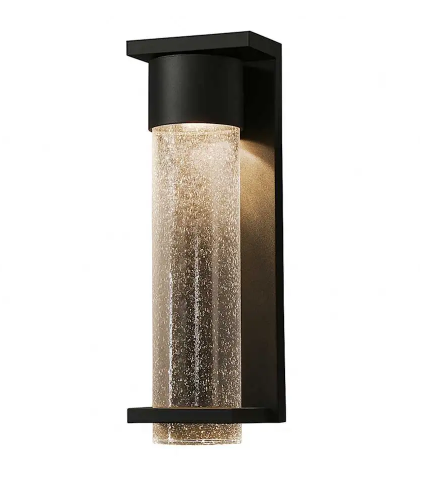 AFX Lighting VSRW0412LAJUDBK Vasari 12 Inch Tall LED Outdoor Wall Sconce with Seedy Glass Shade