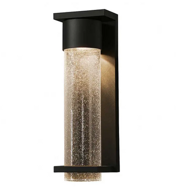 AFX Lighting VSRW0517LAJUDBK Vasari 17 Inch Tall LED Outdoor Wall Sconce with Seedy Glass Shade
