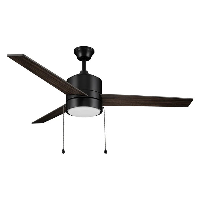 Carro USA VWGA-523A5-L12-BG-1 52" Flint 3-Blade Ceiling Fan with LED Light and Pull Chain - Fixture Finish: Black - Blade Finish: Barnwood