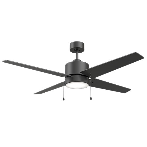 Carro USA VWGA-524A3-L12-B2-1 52" Empire 4-Blade LED Ceiling Fan with Pull Chain - Fixture Finish: Black - Blade Finish: Black