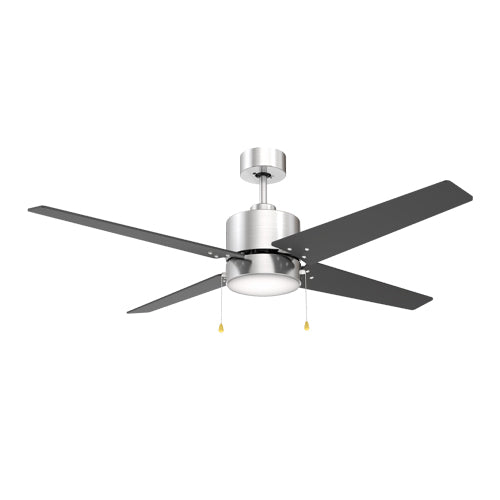 Carro USA VWGA-524A3-L12-S2-1 52" Empire 4-Blade LED Ceiling Fan with Pull Chain - Fixture Finish: Brushed Nickel - Blade Finish: Black