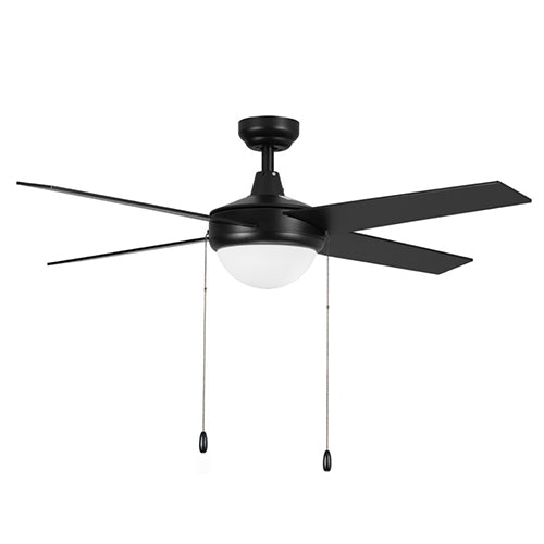 Carro USA VWGA-524C-L11-B2-1 52" Everett 4-Blade LED Ceiling Fan with Pull Chain - Fixture Finish: Black - Blade Finish: Black