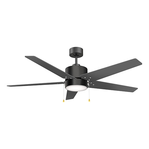 Carro USA VWGA-525A3-L12-B2-1 52" Empire 5-Blade LED Ceiling Fan with Pull Chain - Fixture Finish: Black - Blade Finish: Black