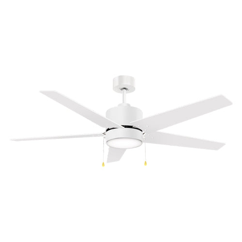 Carro USA VWGA-525A3-L12-W1-1 52" Empire 5-Blade LED Ceiling Fan with Pull Chain - Fixture Finish: White - Blade Finish: White