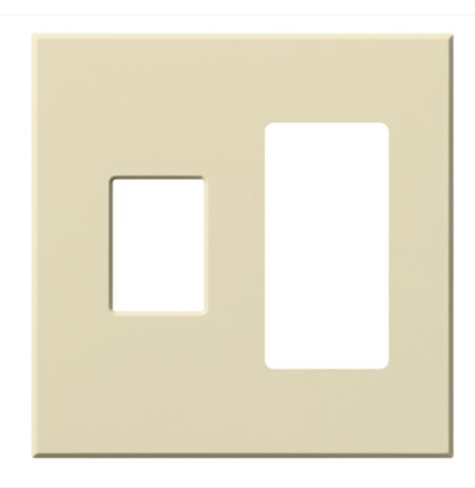 Lutron VWP-2CR-BE Vareo Architectural Wallplate - 2 Gang - 1 Dimmer / 1 Accessory - Beige Finish