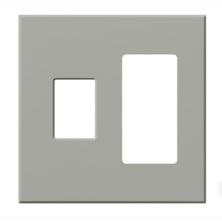 Lutron VWP-2CR-GR Vareo Architectural Wallplate - 2 Gang - 1 Dimmer / 1 Accessory - Grey Finish
