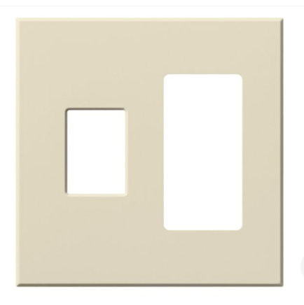 Lutron VWP-2CR-LA Vareo Architectural Wallplate - 2 Gang - 1 Dimmer / 1 Accessory - Light Almond Finish