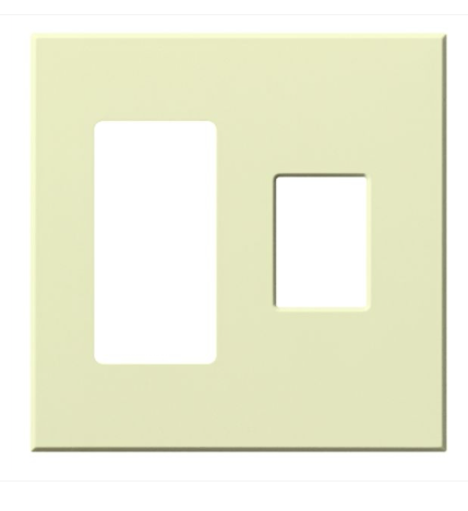 Lutron VWP-2RC-AL Vareo Architectural Wallplate - 2 Gang - 1 Accessory/ 1 Dimmer  - Almond Finish