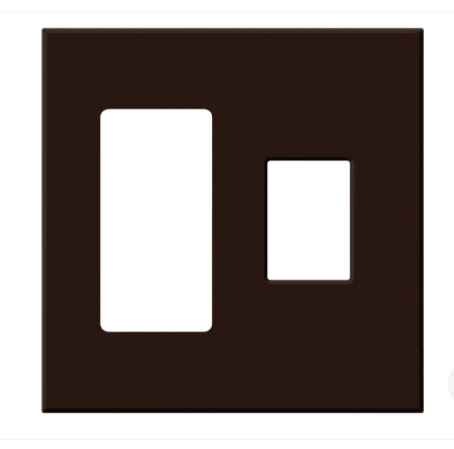Lutron VWP-2RC-BR Vareo Architectural Wallplate - 2 Gang - 1 Accessory/ 1 Dimmer  - Brown Finish