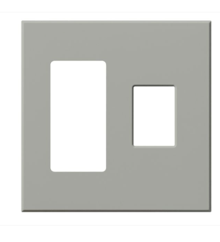 Lutron VWP-2RC-GR Vareo Architectural Wallplate - 2 Gang - 1 Accessory/ 1 Dimmer  - Grey Finish