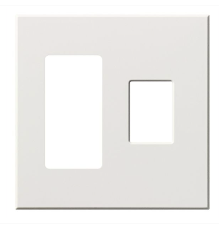Lutron VWP-2RC-WH Vareo Architectural Wallplate - 2 Gang - 1 Accessory/ 1 Dimmer  - White Finish
