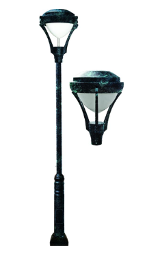 Dabmar Lighting GM5902-L40-30K-VG Cast Aluminum 2 Post Top Fixture Pole + Base G24 2X LED, Voltage 120V-277V, Color Temperature 3000k, Verde Green Finish