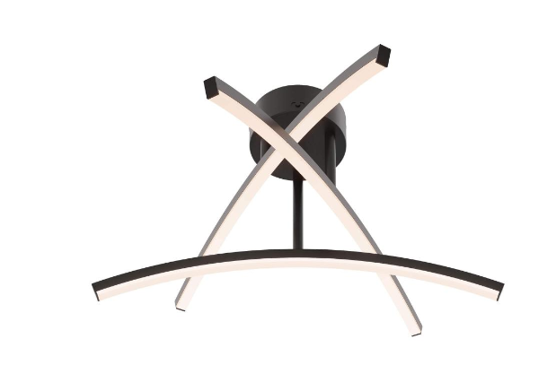 Dals Lighting W3FM-CC-BK 3 Curved Branch Flush Mount - Black Finish