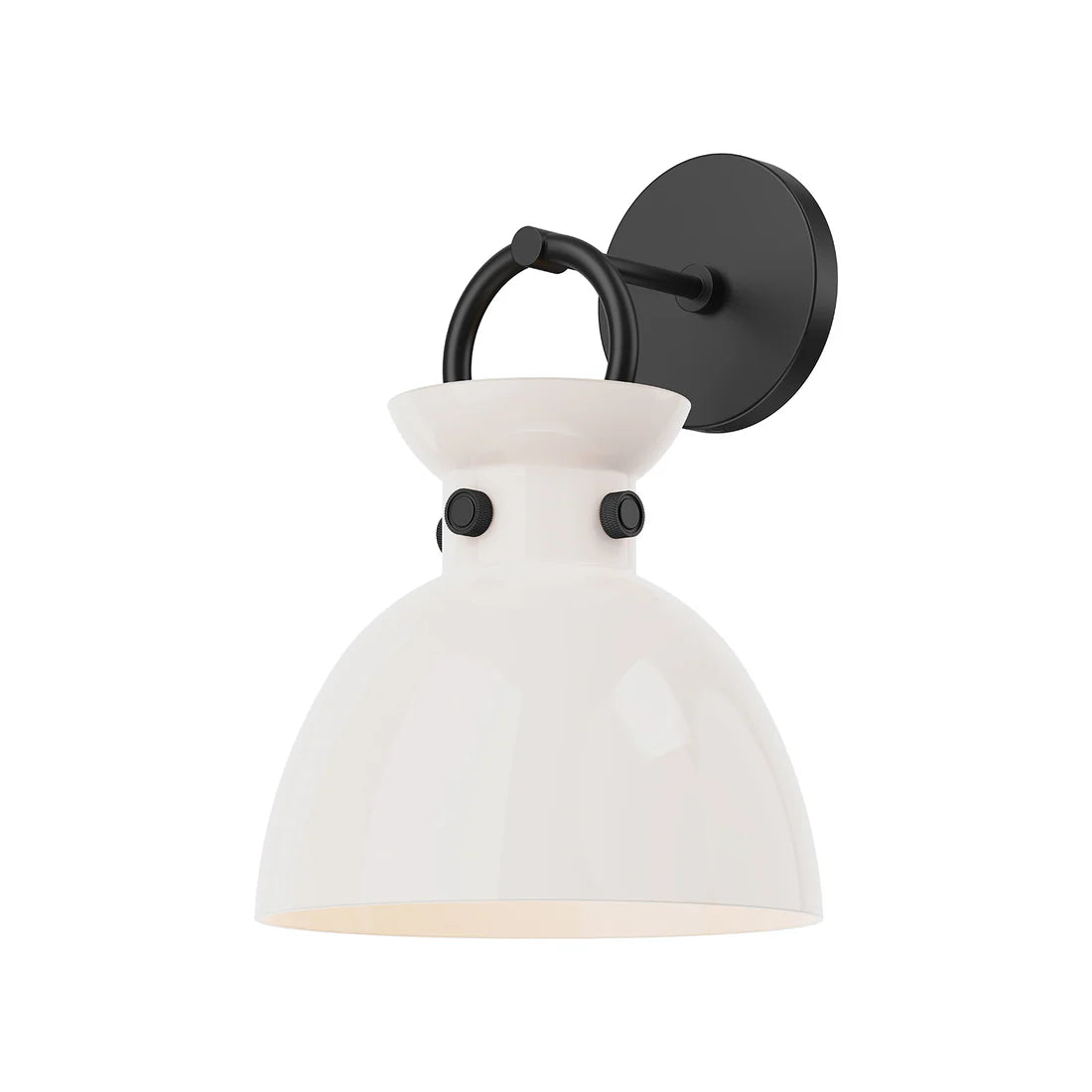 Alora Mood WV411809MBGO Waldo 9-Inch Wall/Vanity Light - Matte Black, Glossy Opal Glass, E26, 60W Max, Damp Rated