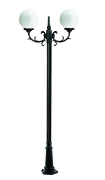 Dabmar Lighting GM2402-B Cast Aluminium 2 Post Top Fixture Pole + E26 2X No Lamp, Voltage 120V, Black Finish